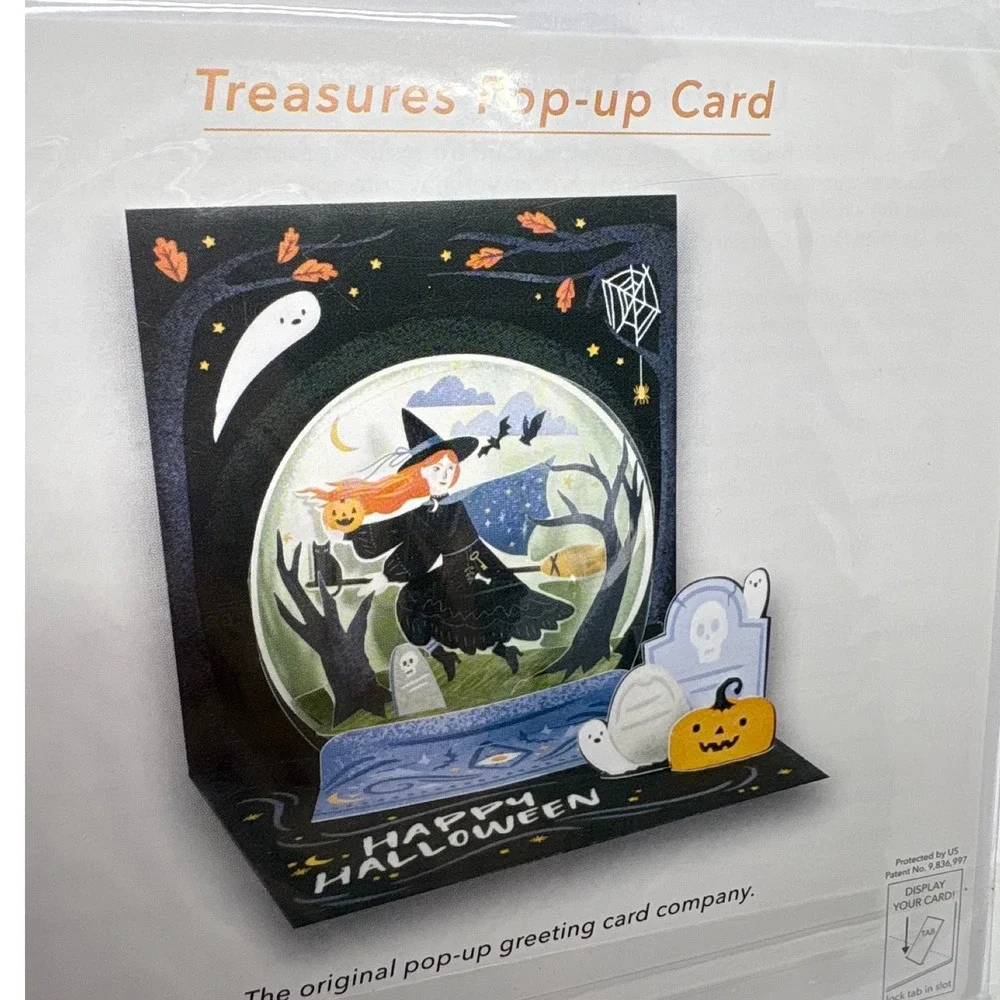 Up With‎ Paper Treasures Pop-Up Halloween Crystal Ball Greeting Card New Ghost